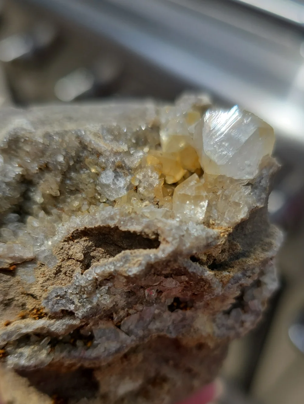 #24 Natural Quartz Crystal Geode with Several Herkimer Diaminds